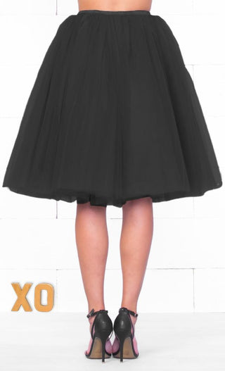 Indie XO 7 Layer On Pointe Black Tulle Pleated Ballerina A Line Full Midi Skirt - Just Ours!