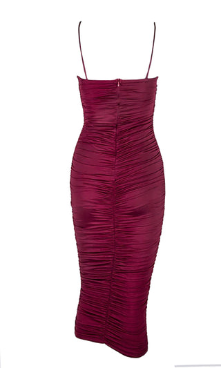 Heart Throb Light Pink Stretchy Sleeveless Spaghetti Strap Tube Ruched Bodycon Midi Maxi Dress
