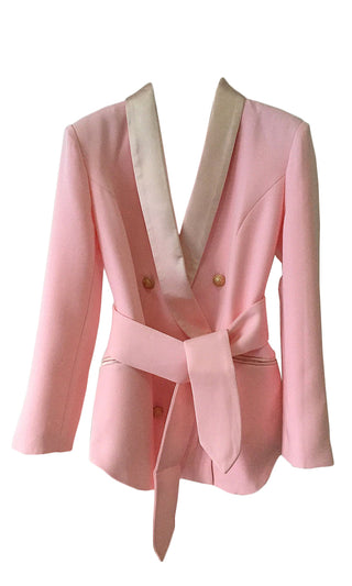 Classy Act Long Sleeve V Neck Sash Tie Belt Button Blazer Jacket Outerwear - 3 Colors Available