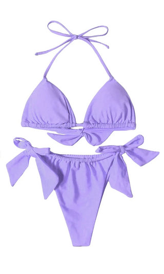 Harbor Lights <br><span>Purple Spaghetti Strap Triangle Halter Top High Cut Thong Bikini Two Piece Swimsuit</span>